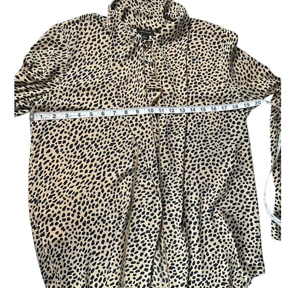 Ann Taylor Animal Print Ruffle Neck Blouse Size Small Long Sleeve Chic Workwear - Picture 5 of 12